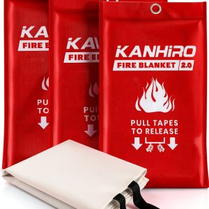 kanhiro Emergency Fire Blanket for Home Kitchen (4 Pack, 40 in X 40 in), Emergency Silicone Fire Blanket-0