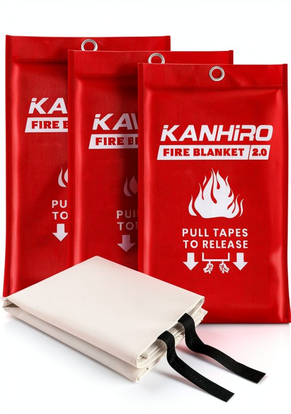 kanhiro Emergency Fire Blanket for Home Kitchen (4 Pack, 40 in X 40 in), Emergency Silicone Fire Blanket-0