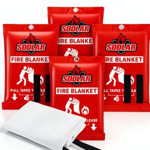 Fire Blanket Emergency for Home Kitchen - 40"x40" Fireproof Safety Protection Fiberglass Flame Retardant Blankets Survival Essential Kit for House Car Camping Outdoor Fireplace Grill BBQ - 4 Pack-0