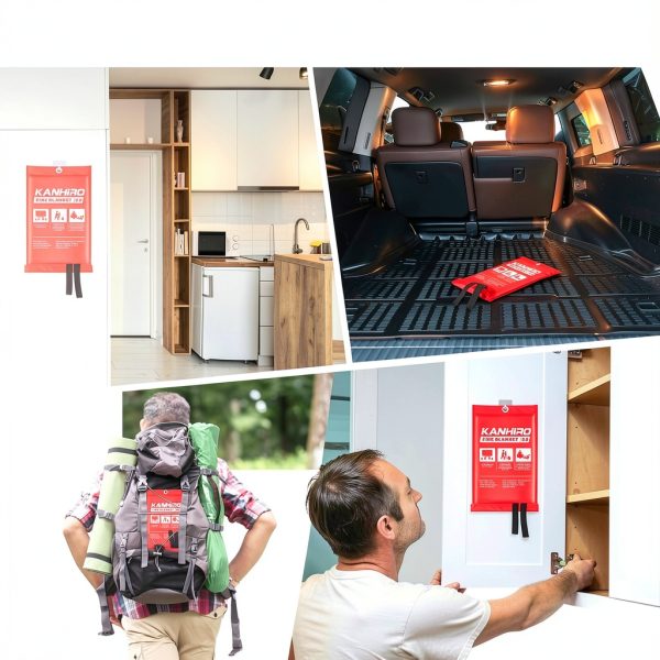 kanhiro Emergency Fire Blanket for Home Kitchen (4 Pack, 40 in X 40 in), Emergency Silicone Fire Blanket-6